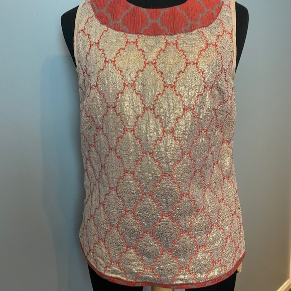 PRADA gold and red brocade sleeveless top - Picture 10 of 12